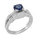Art Deco Hearts and Clovers 1 Carat Blue Sapphire Promise Ring Solitaire in Sterling Silver