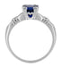 Art Deco Hearts and Clovers 1 Carat Blue Sapphire Promise Ring Solitaire in Sterling Silver