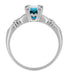 Art Deco Hearts and Clovers 1 Carat Swiss Blue Topaz Solitaire Promise Ring in Sterling Silver
