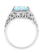 Art Deco Rectangular Blue Topaz Filigree Ring in Sterling Silver