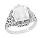 Art Deco White Topaz Filigree Ring in Sterling Silver