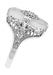 Art Deco Vintage Filigree Sun Ray Crystal and Diamond Right Hand Cocktail Ring in Sterling Silver