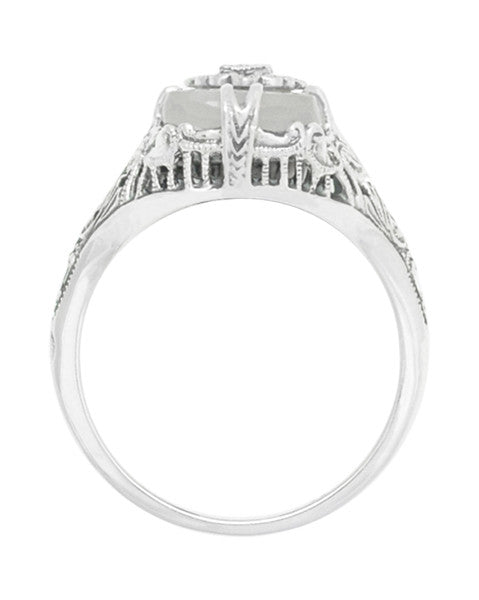 Art Deco Vintage Filigree Sun Ray Crystal and Diamond Right Hand Cocktail Ring in Sterling Silver - Item: SSR18C - Image: 4