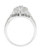 Art Deco Vintage Filigree Sun Ray Crystal and Diamond Right Hand Cocktail Ring in Sterling Silver