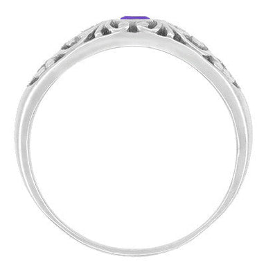 Edwardian Filigree Amethyst Band Ring in Sterling Silver - alternate view