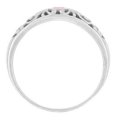 Edwardian Pink Sapphire Filigree Band in Sterling Silver - alternate view