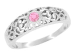 Edwardian Pink Sapphire Filigree Band in Sterling Silver