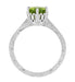 Art Deco Crown Filigree Scrolls Peridot Promise Ring in Sterling Silver