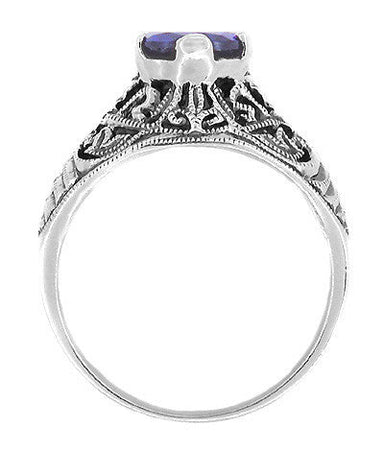 Edwardian Filigree Iolite Ring in Sterling Silver - alternate view