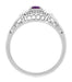Art Deco Amethyst and Diamonds Filigree Antique Style Promise Ring in Sterling Silver