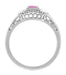 Art Deco Pink Sapphire and Diamonds Filigree Promise Ring in Sterling Silver