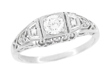 Art Deco White Sapphire Filigree Promise Ring in Sterling Silver
