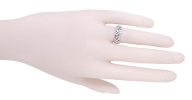 Sterling Silver Filigree Calla Lilies Band- 6.6mm Wide Floral Ring - alternate view