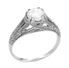 Art Deco Cubic Zirconia ( CZ ) Filigree Engraved Promise  Ring in Sterling Silver | 1.45 Carats