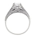 Art Deco White Topaz Filigree Engraved Promise Ring in Sterling Silver