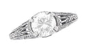 Art Deco White Topaz Filigree Engraved Promise Ring in Sterling Silver