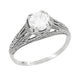 Art Deco White Topaz Filigree Engraved Promise Ring in Sterling Silver