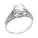 Art Deco White Topaz Filigree Engraved Promise Ring in Sterling Silver