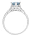 Vintage Engraved Flowers Art Deco Filigree Sky Blue Topaz Promise Ring in Sterling Silver