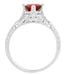 Sterling Silver Art Deco Filigree Red Garnet Promise Ring - Engraved with Flowers & Wheat
