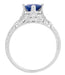 Art Deco Floral Filigree Lab Grown Blue Sapphire Solitaire Promise Ring in Sterling Silver