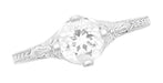 Engraved Flowers Art Deco Filigree White Topaz Promise Ring in Sterling Silver