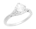 Engraved Flowers Art Deco Filigree White Topaz Promise Ring in Sterling Silver