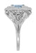Princess Cut Sky Blue Topaz Art Nouveau Ring in Sterling Silver