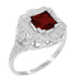 Princess Cut Garnet Art Nouveau Promise Ring in Sterling Silver