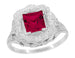 Princess Cut Ruby Art Nouveau Ring in Sterling Silver