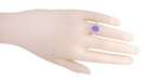 Edwardian Filigree Emerald Cut Amethyst Ring in Sterling Silver