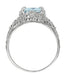Edwardian Filigree Emerald Cut Blue Topaz Ring in Sterling Silver