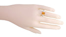 Edwardian Filigree Emerald Cut Citrine Ring in Sterling Silver