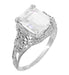Edwardian Filigree 5.6 Carat Emerald Cut Cubic Zirconia ( CZ ) Ring in Sterling Silver