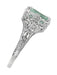 Edwardian Filigree Emerald Cut Prasiolite ( Green Amethyst ) Ring in Sterling Silver