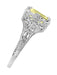 Edwardian Filigree Yellow Lemon Quartz Ring in Sterling Silver