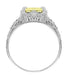 Edwardian Filigree Yellow Lemon Quartz Ring in Sterling Silver