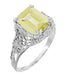 Edwardian Filigree Yellow Lemon Quartz Ring in Sterling Silver