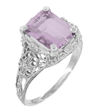 Vintage Style Rose de France Edwardian Filigree Ring in Sterling Silver - alternate view