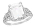Edwardian Filigree Emerald Cut White Topaz Ring in Sterling Silver