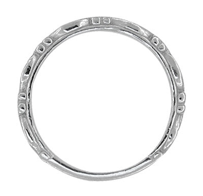 Art Deco Grooved Antique Scrolls Wedding Band in Sterling Silver - Item: SSR639 - Image: 2