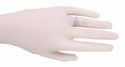 Art Deco Filigree Flowers Aquamarine Promise Ring in Sterling Silver