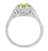 Art Deco Filigree Flowers Sterling Silver Peridot Promise Ring