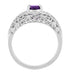 Edwardian Filigree Flowers Amethyst Dome Promise Ring in Sterling Silver