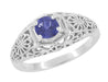 Edwardian Dome Filigree Iolite Promise Ring in Sterling Silver