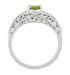 Edwardian Flowers Filigree Peridot Promise Ring in Sterling Silver