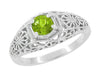 Edwardian Flowers Filigree Peridot Promise Ring in Sterling Silver