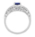 Edwardian Floral Filigree Blue Sapphire Dome Promise Ring in Sterling Silver