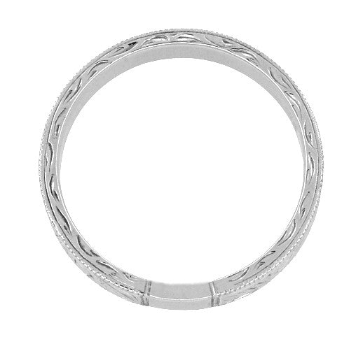 Art Deco Scrolls Engraved Wedding Band in Sterling Silver - 4mm Wide - Item: SSWR199MW - Image: 4