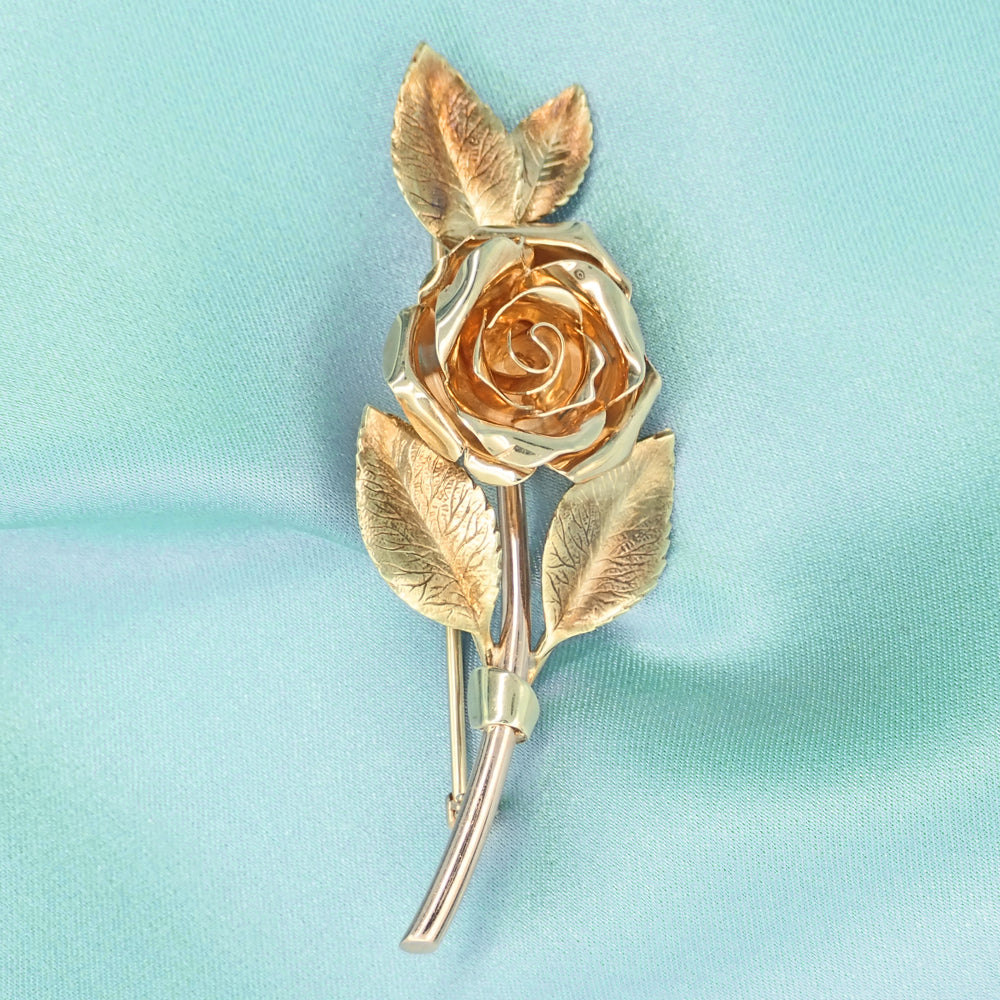 Tiffany Rose Brooch Pin on SIlk Fabric - BR202